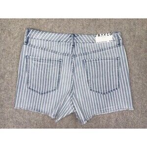 Frayed Jeans Womens Cutoff Shorts High Rise Denim With Stripes 12/31 NWT